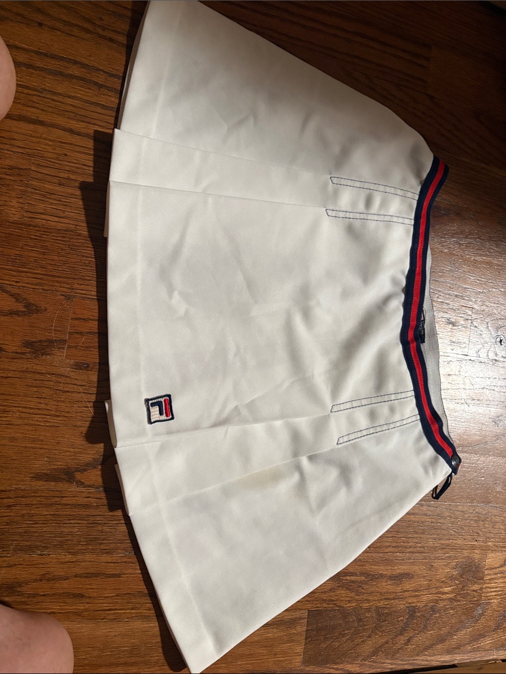 Fila White tennis skirt with Navy & Red Waist Trim